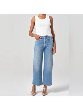 AGOLDE Ren High rise Wide leg Light Wash Jeans Aura 34